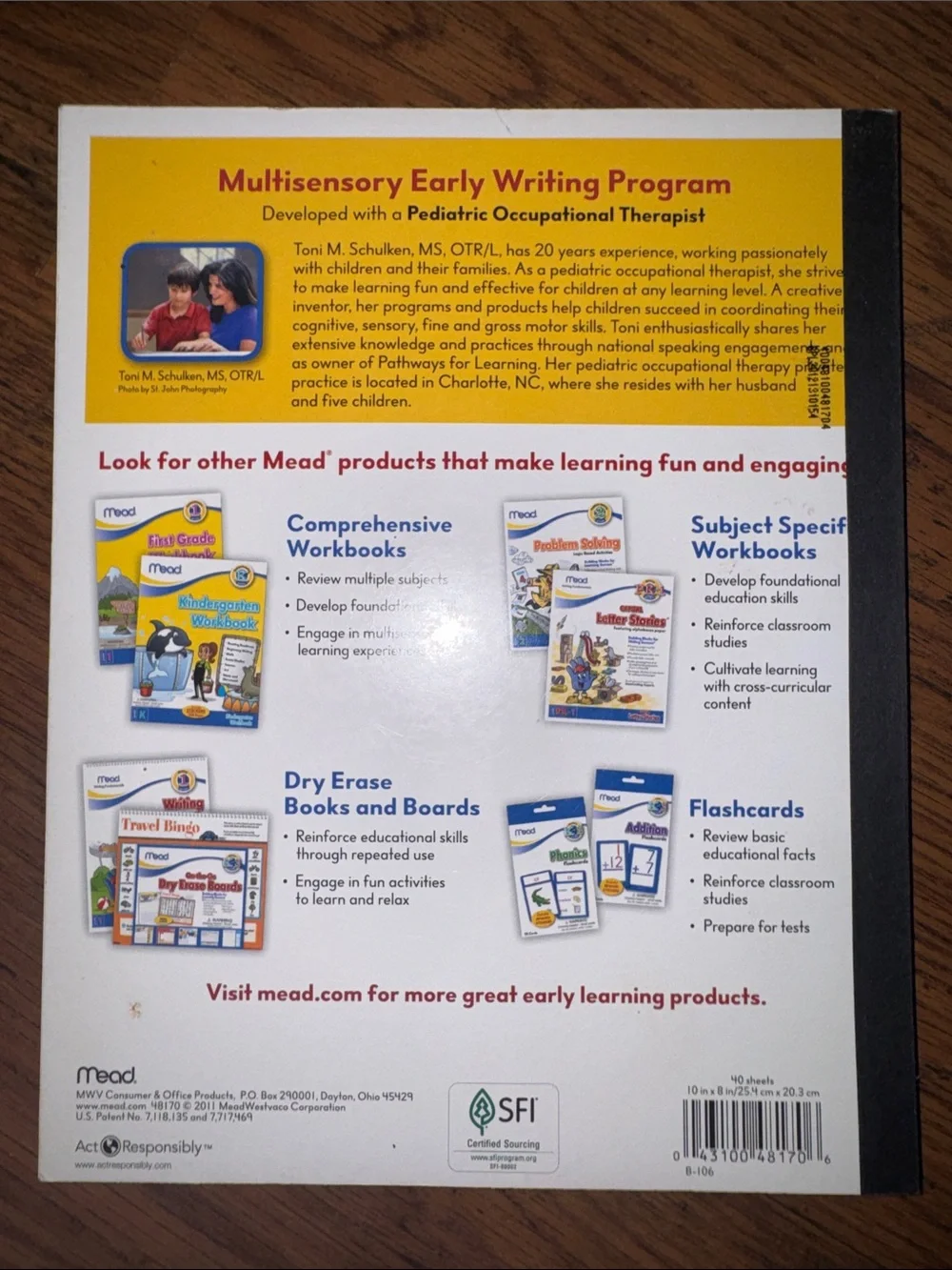 Mead PK-1 Learn to Letter Workbook with Raised Ruling C1.RBk.M